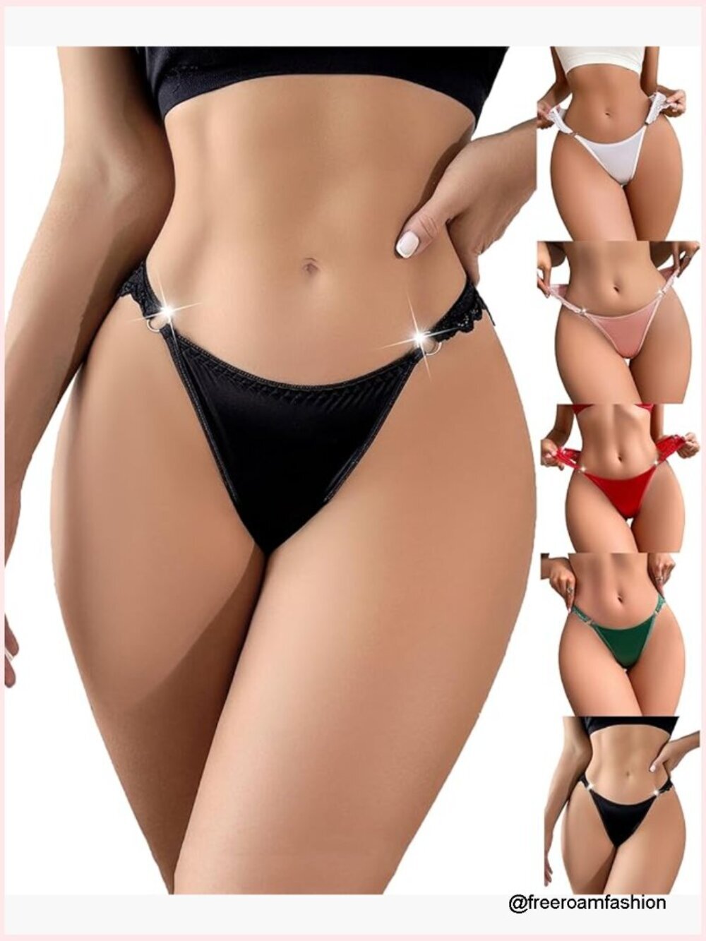 Satin Lace Thong Panties G-String Silkly Tanga Briefs Medium